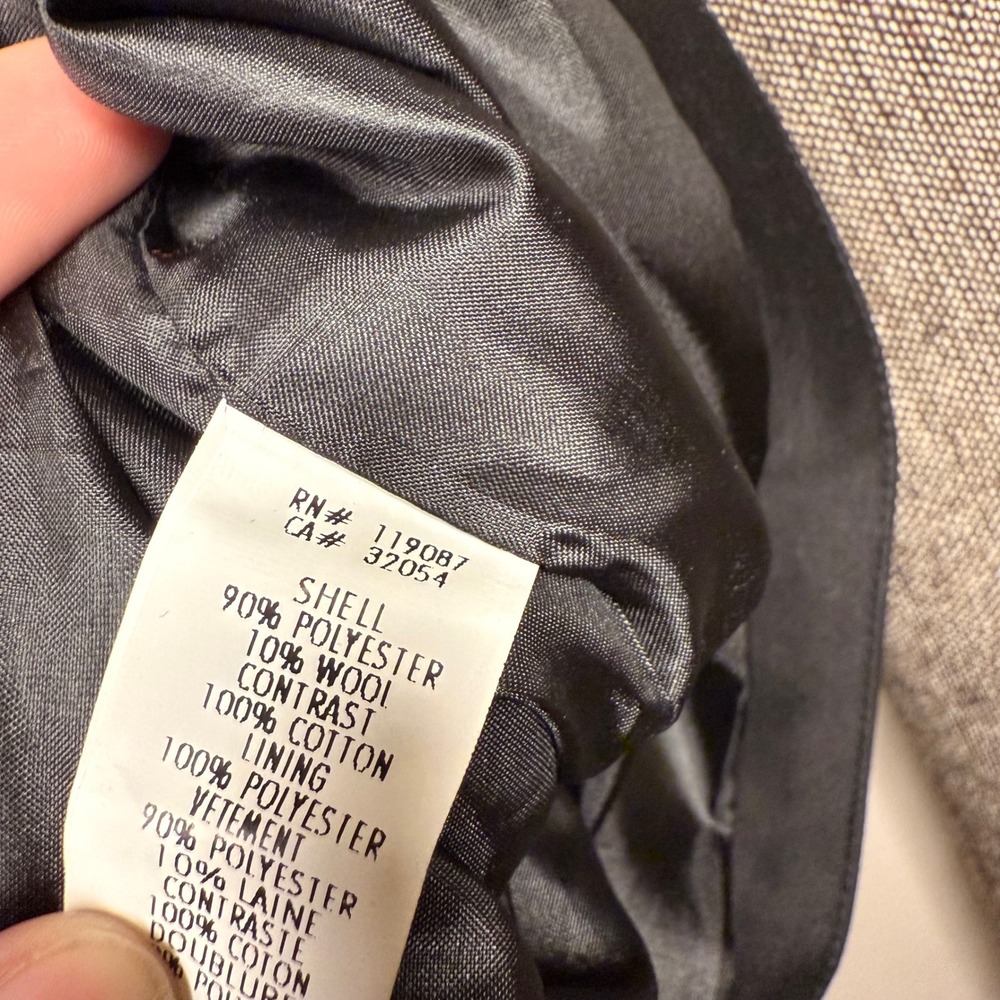 Anthropologie Gray Tweed Bow Front Blazer with Black Trim - Picture 5 of 7
